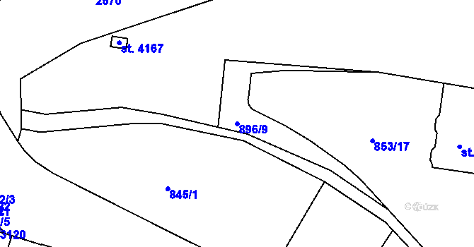 Parcela st. 896/9 v KÚ Trutnov, Katastrální mapa