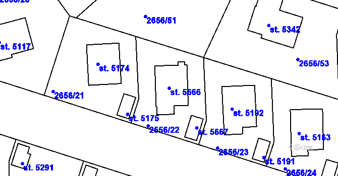 Parcela st. 5666 v KÚ Trutnov, Katastrální mapa