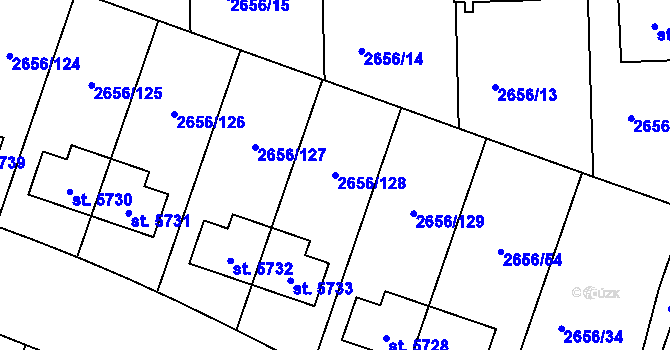 Parcela st. 2656/128 v KÚ Trutnov, Katastrální mapa