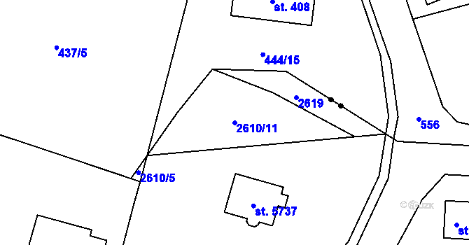 Parcela st. 2610/11 v KÚ Trutnov, Katastrální mapa