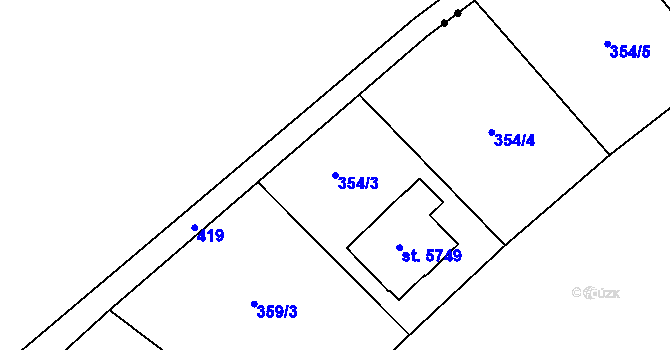 Parcela st. 354/3 v KÚ Trutnov, Katastrální mapa