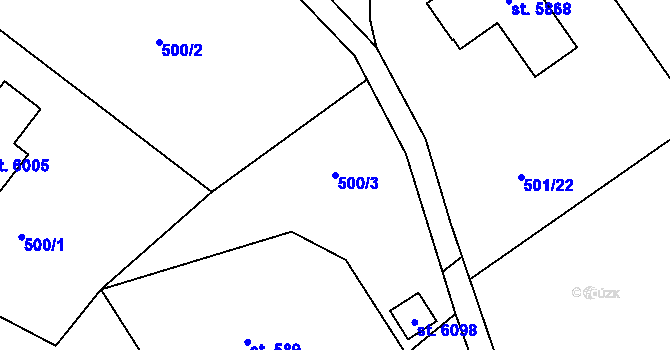 Parcela st. 500/3 v KÚ Trutnov, Katastrální mapa