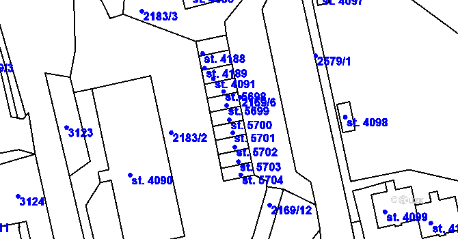 Parcela st. 5700 v KÚ Trutnov, Katastrální mapa