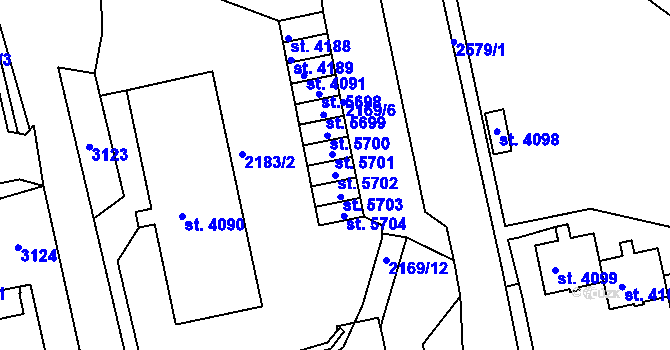 Parcela st. 5702 v KÚ Trutnov, Katastrální mapa