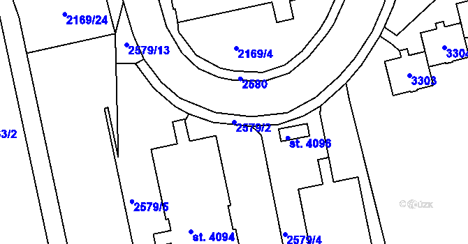 Parcela st. 2579/2 v KÚ Trutnov, Katastrální mapa
