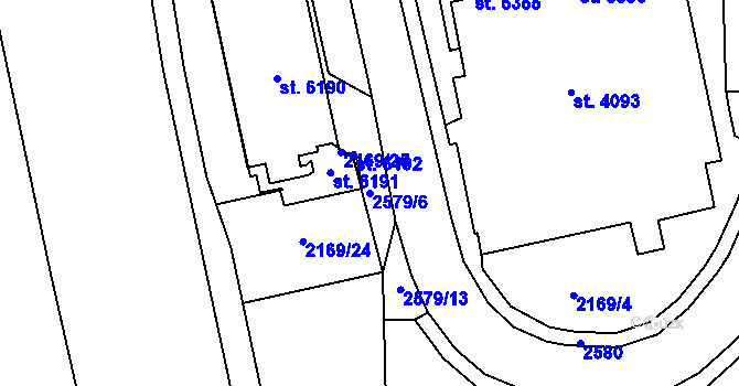 Parcela st. 2579/6 v KÚ Trutnov, Katastrální mapa