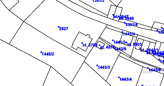 Parcela st. 5709 v KÚ Trutnov, Katastrální mapa