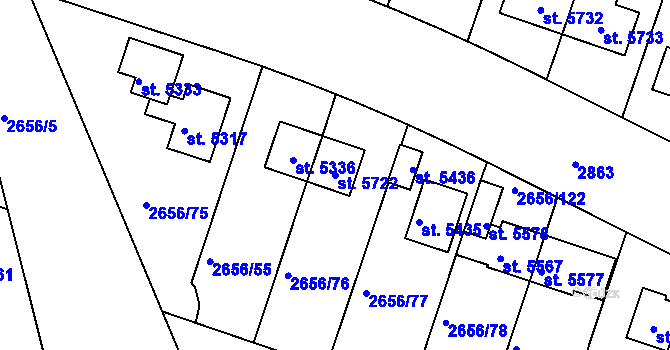 Parcela st. 5722 v KÚ Trutnov, Katastrální mapa