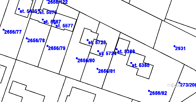 Parcela st. 5724 v KÚ Trutnov, Katastrální mapa