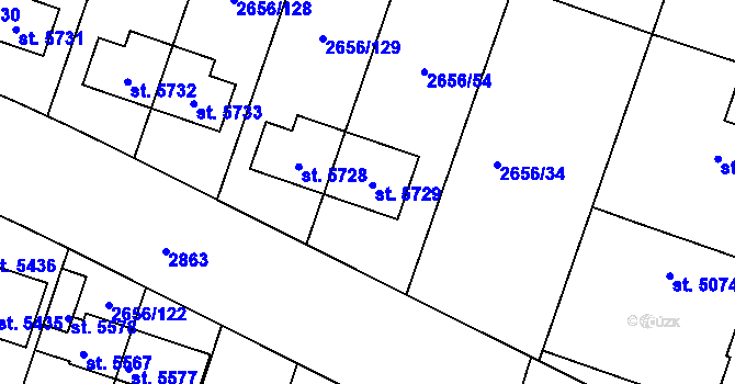 Parcela st. 5729 v KÚ Trutnov, Katastrální mapa