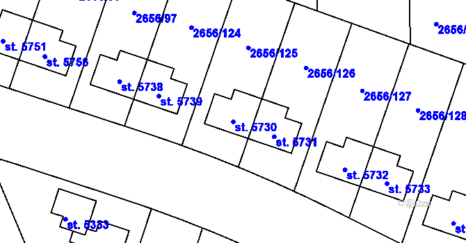 Parcela st. 5730 v KÚ Trutnov, Katastrální mapa