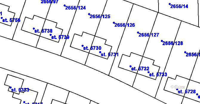 Parcela st. 5731 v KÚ Trutnov, Katastrální mapa