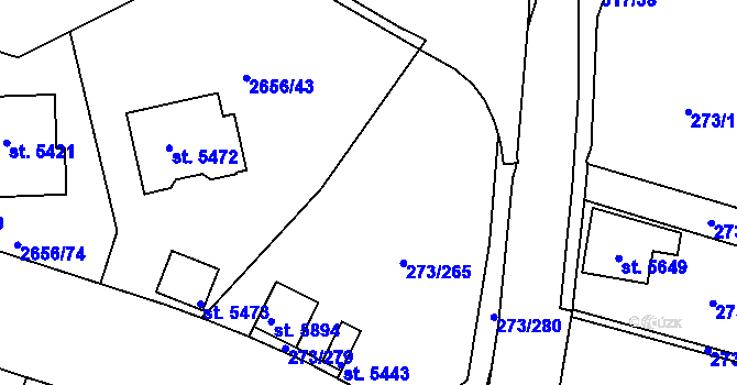 Parcela st. 2630/1 v KÚ Trutnov, Katastrální mapa