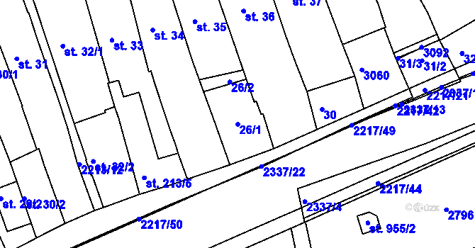 Parcela st. 26/1 v KÚ Trutnov, Katastrální mapa