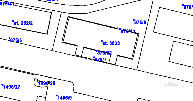 Parcela st. 876/12 v KÚ Trutnov, Katastrální mapa