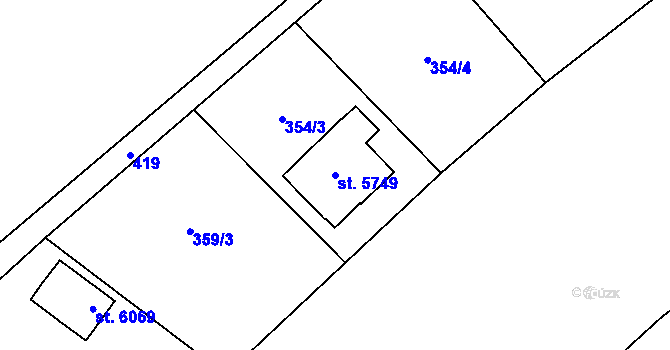 Parcela st. 5749 v KÚ Trutnov, Katastrální mapa