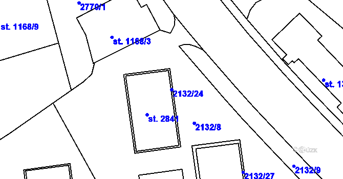 Parcela st. 2132/24 v KÚ Trutnov, Katastrální mapa