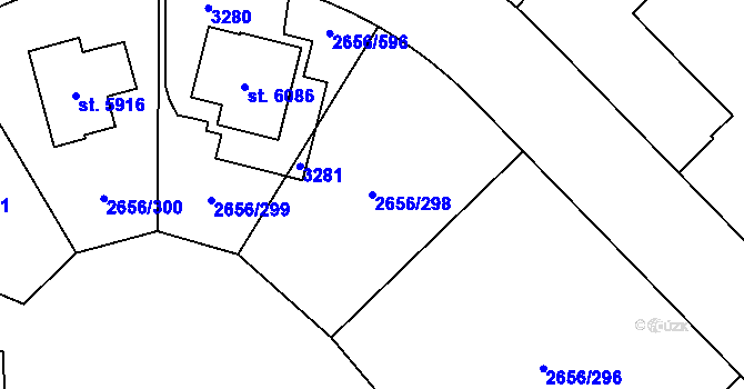 Parcela st. 2656/298 v KÚ Trutnov, Katastrální mapa