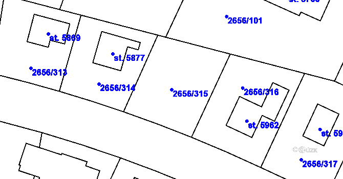 Parcela st. 2656/315 v KÚ Trutnov, Katastrální mapa