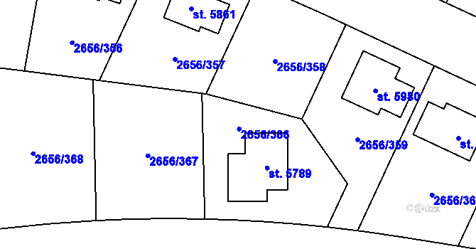 Parcela st. 2656/366 v KÚ Trutnov, Katastrální mapa