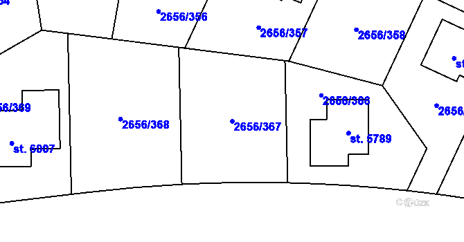 Parcela st. 2656/367 v KÚ Trutnov, Katastrální mapa