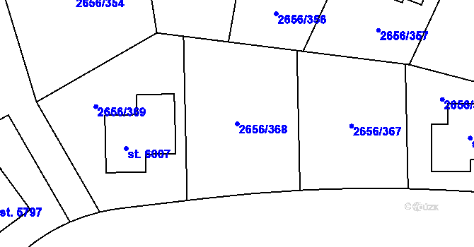 Parcela st. 2656/368 v KÚ Trutnov, Katastrální mapa