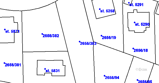 Parcela st. 2656/383 v KÚ Trutnov, Katastrální mapa