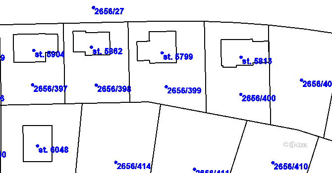 Parcela st. 2656/399 v KÚ Trutnov, Katastrální mapa