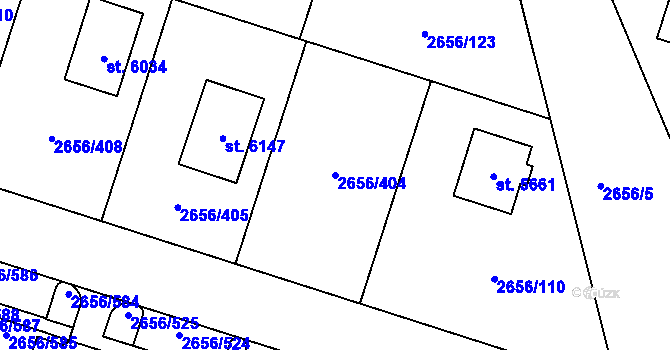 Parcela st. 2656/404 v KÚ Trutnov, Katastrální mapa
