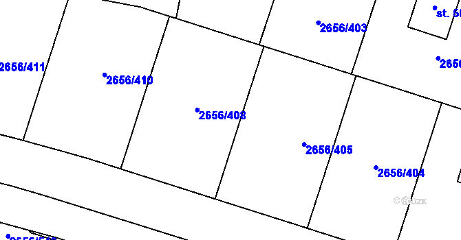 Parcela st. 2656/407 v KÚ Trutnov, Katastrální mapa