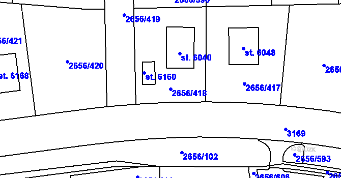 Parcela st. 2656/418 v KÚ Trutnov, Katastrální mapa