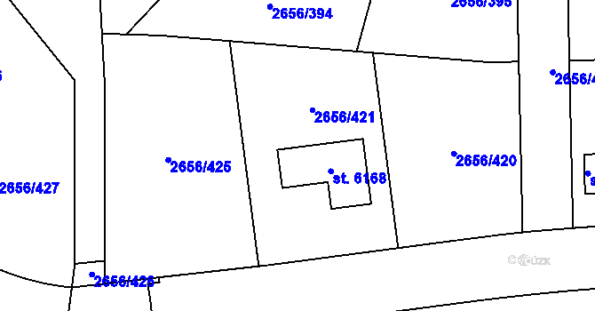 Parcela st. 2656/422 v KÚ Trutnov, Katastrální mapa