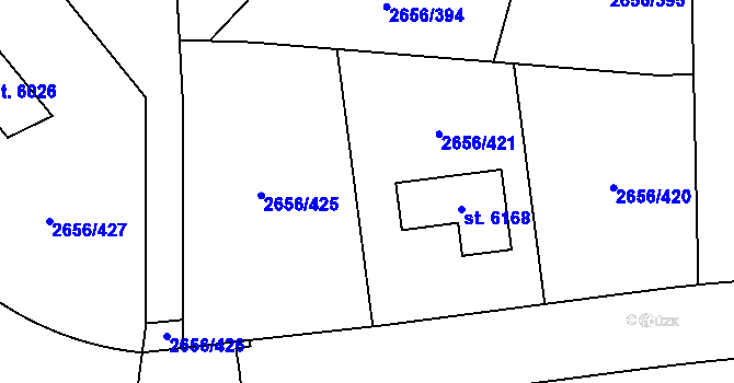 Parcela st. 2656/423 v KÚ Trutnov, Katastrální mapa