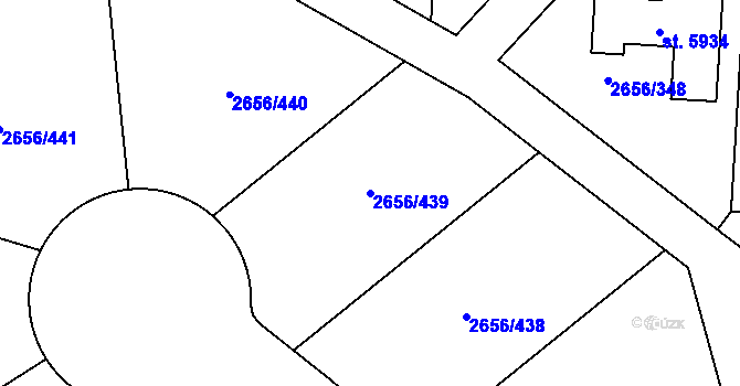 Parcela st. 2656/439 v KÚ Trutnov, Katastrální mapa