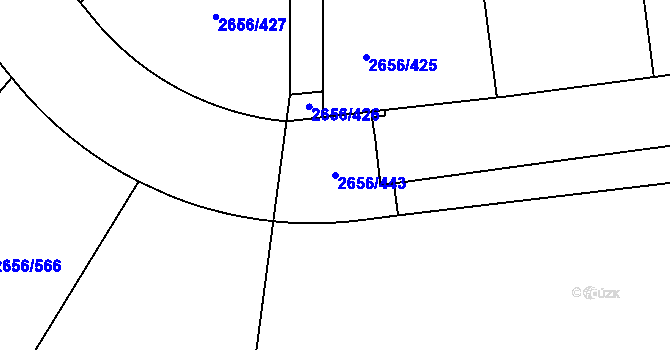 Parcela st. 2656/443 v KÚ Trutnov, Katastrální mapa