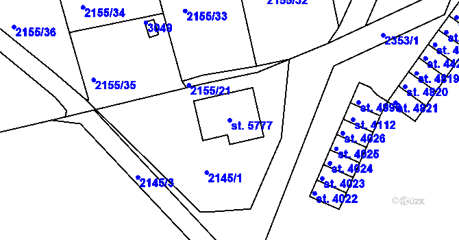 Parcela st. 5777 v KÚ Trutnov, Katastrální mapa