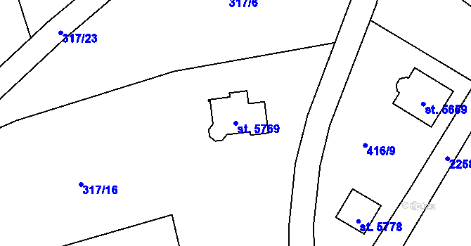 Parcela st. 5769 v KÚ Trutnov, Katastrální mapa