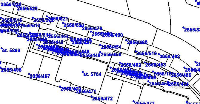 Parcela st. 2656/450 v KÚ Trutnov, Katastrální mapa