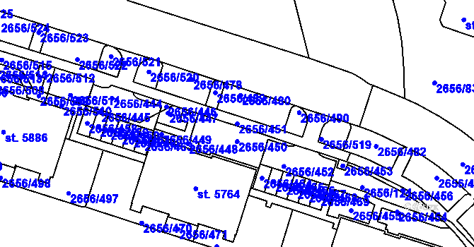 Parcela st. 2656/451 v KÚ Trutnov, Katastrální mapa