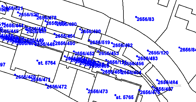 Parcela st. 2656/453 v KÚ Trutnov, Katastrální mapa