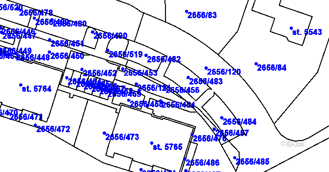 Parcela st. 2656/456 v KÚ Trutnov, Katastrální mapa