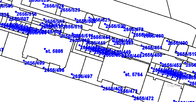 Parcela st. 2656/462 v KÚ Trutnov, Katastrální mapa