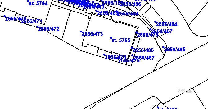 Parcela st. 2656/474 v KÚ Trutnov, Katastrální mapa