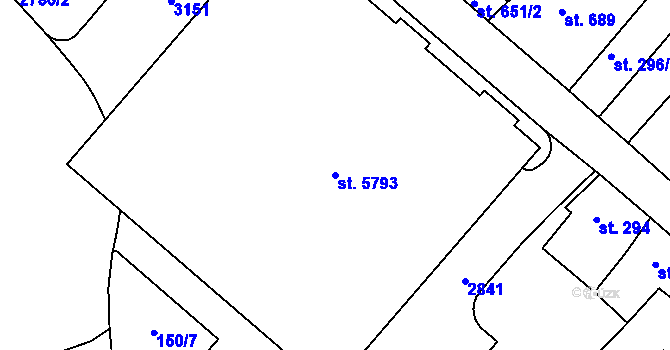 Parcela st. 5793 v KÚ Trutnov, Katastrální mapa