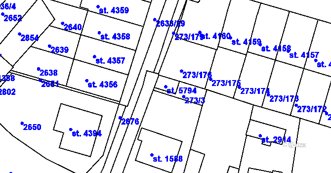 Parcela st. 5794 v KÚ Trutnov, Katastrální mapa
