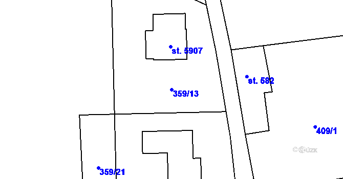 Parcela st. 359/13 v KÚ Trutnov, Katastrální mapa