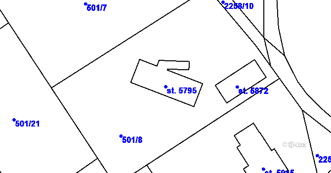 Parcela st. 5795 v KÚ Trutnov, Katastrální mapa