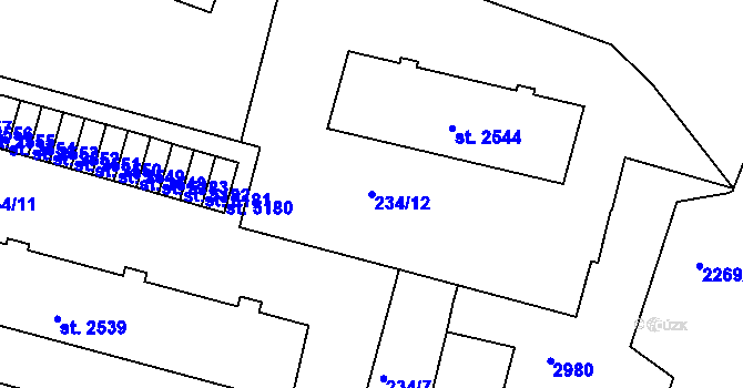 Parcela st. 234/12 v KÚ Trutnov, Katastrální mapa
