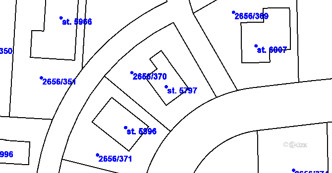 Parcela st. 5797 v KÚ Trutnov, Katastrální mapa