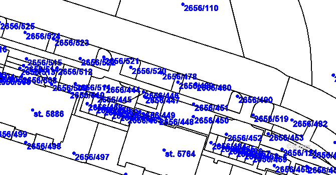 Parcela st. 2656/479 v KÚ Trutnov, Katastrální mapa